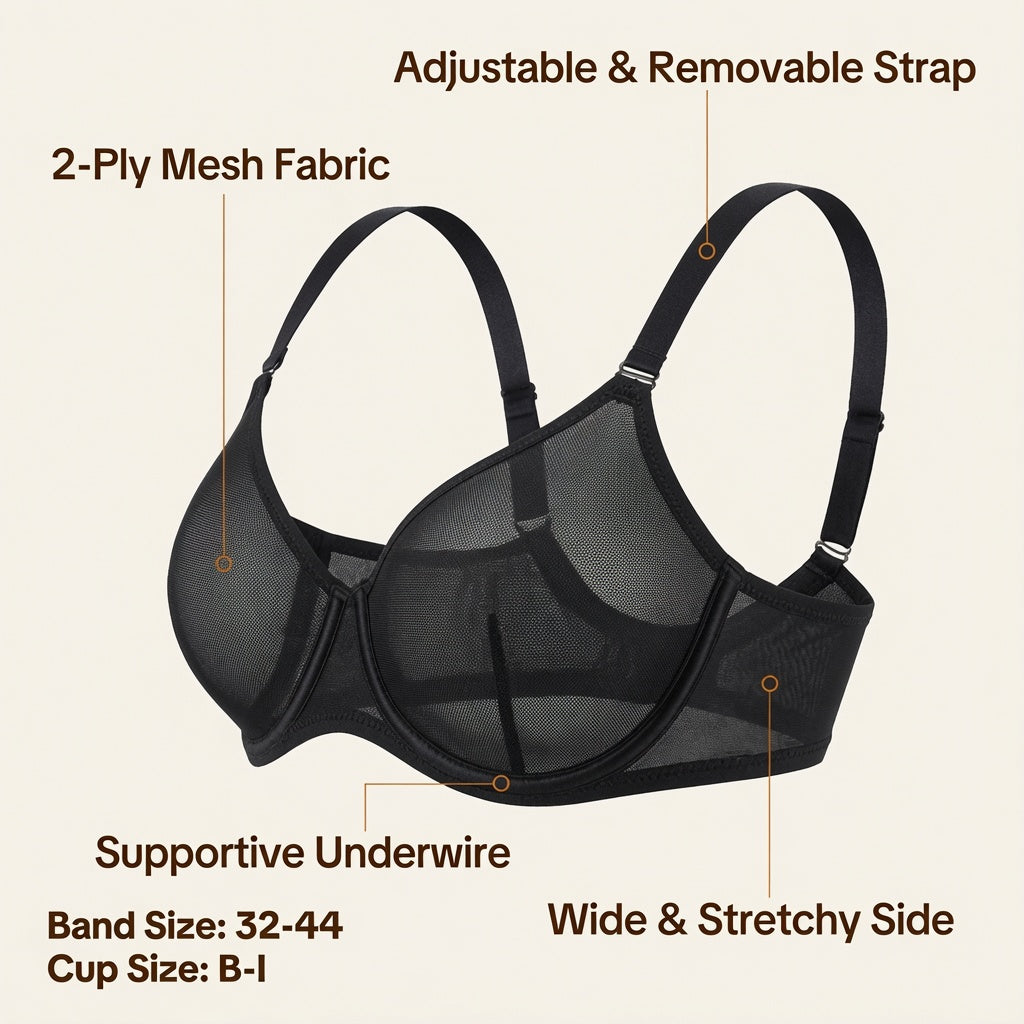 Sheer Mesh Bra – Multiway Unlined Underwire